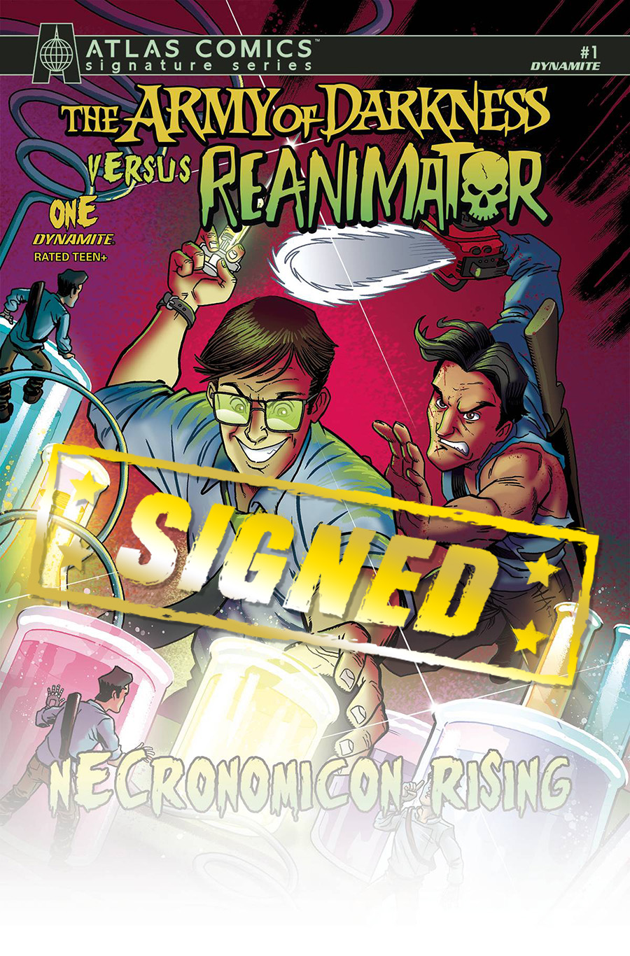 Army Of Darkness vs Reanimator Necronomicon Rising #1 Cover M Atlas Comics Signature Series Signed By Tony Fleecs