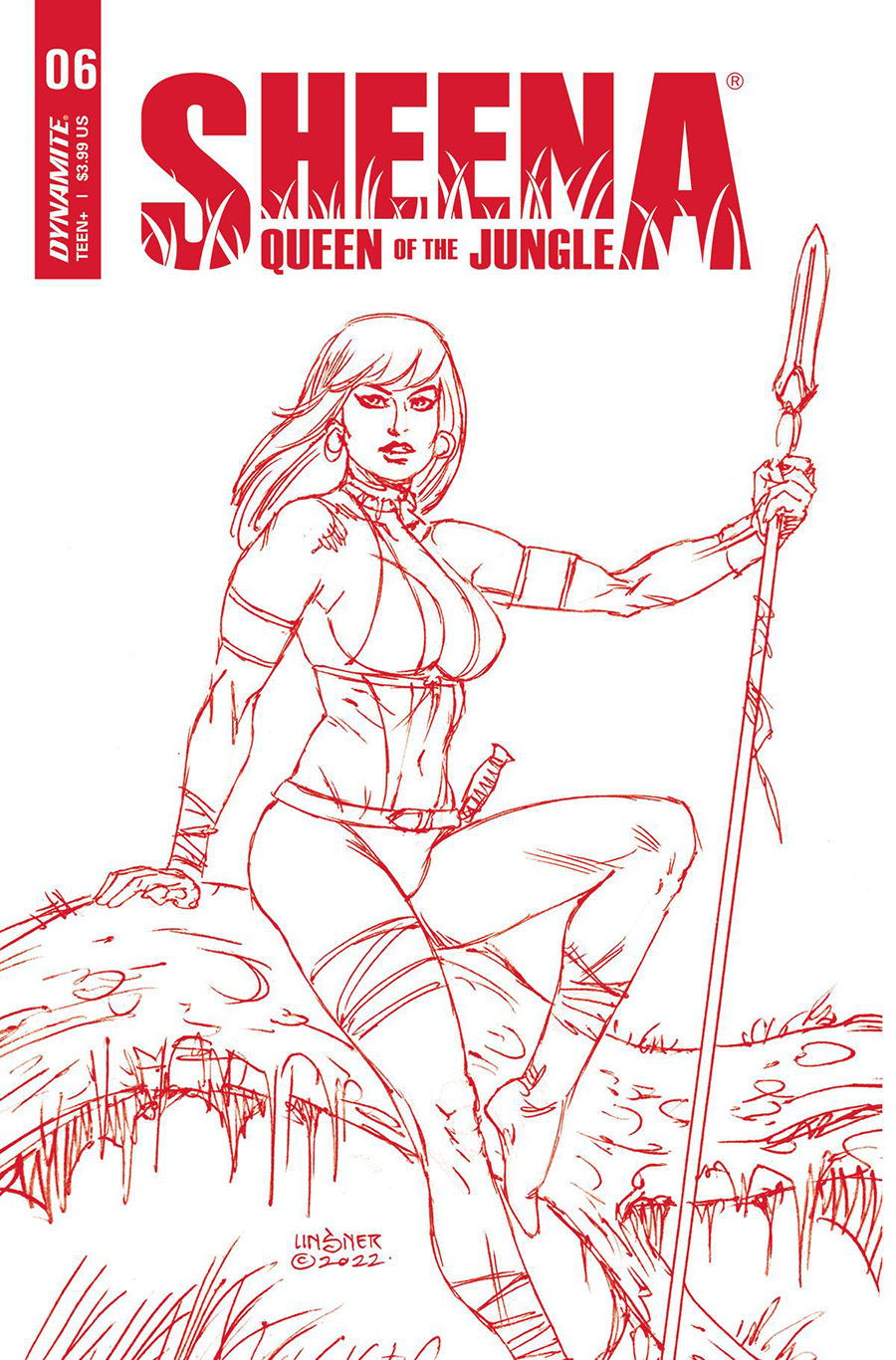 Sheena Queen Of The Jungle #6 Cover P Incentive Joseph Michael Linsner Fiery Red Line Art Cover