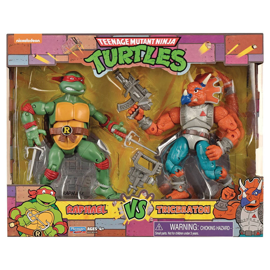 Teenage Mutant Ninja Turtles Classic Raphael vs Triceraton 2-Pack Action Figure