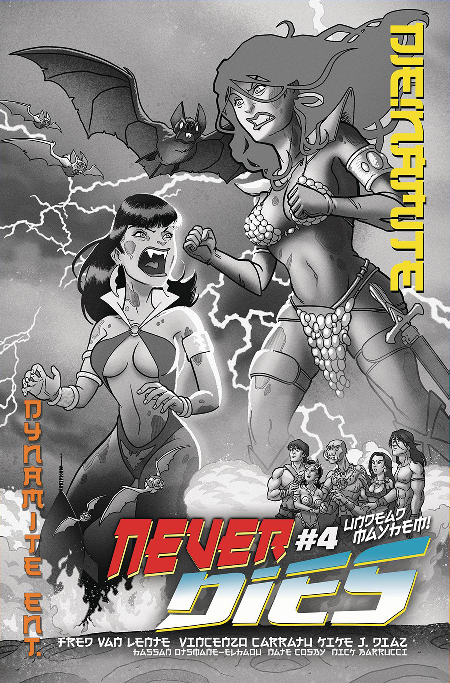 DieNamite Never Dies #4 Cover Q Incentive Tony Fleecs Black & White Cover