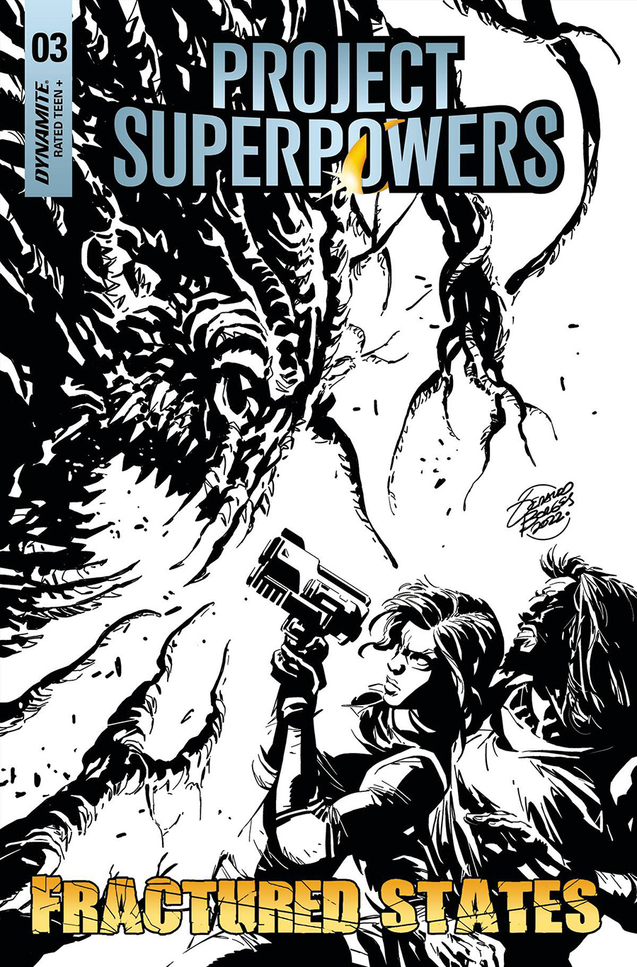 Project Superpowers Fractured States #3 Cover M Incentive Geraldo Borges Black & White Cover