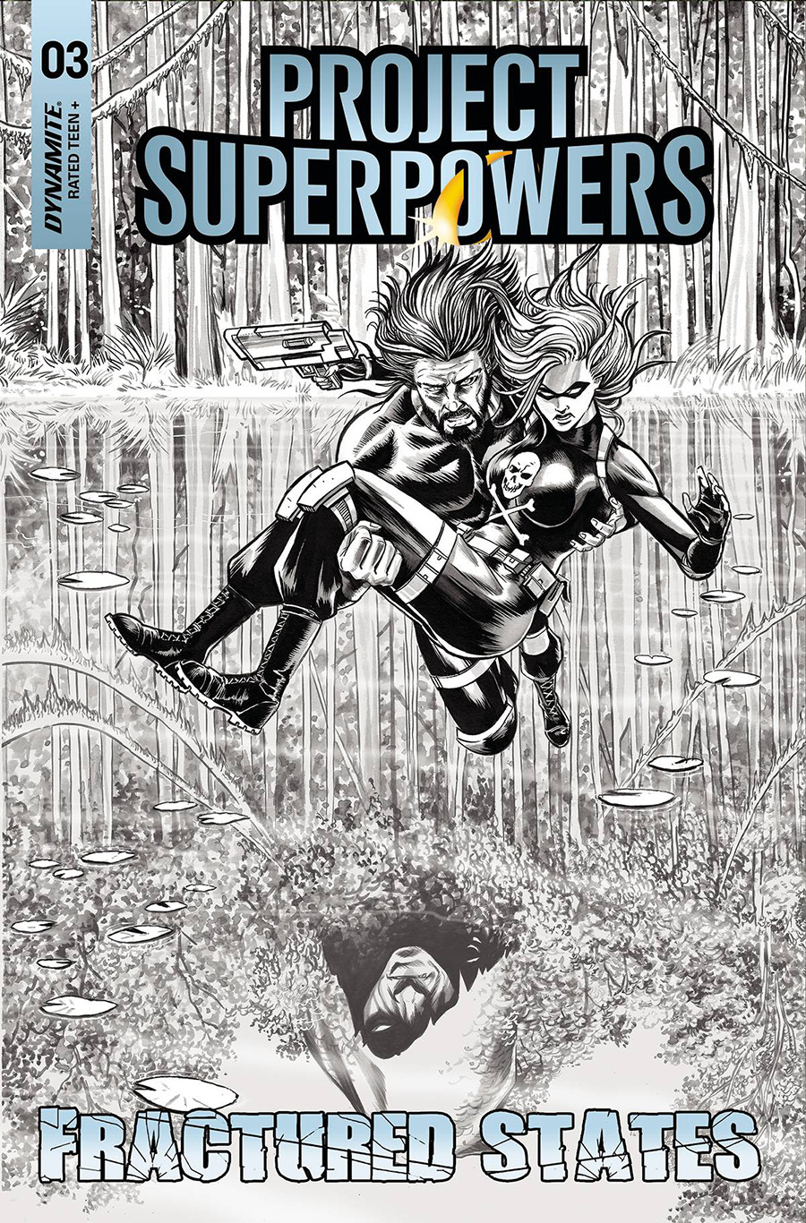 Project Superpowers Fractured States #3 Cover O Incentive Michael Rooth Black & White Cover