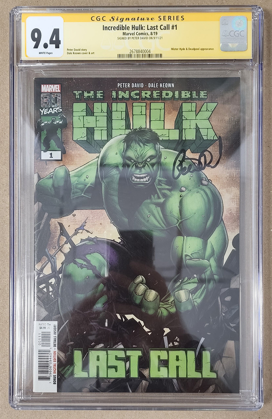 Incredible Hulk Last Call #1 Cover F Signed By Peter David CGC 9.4
