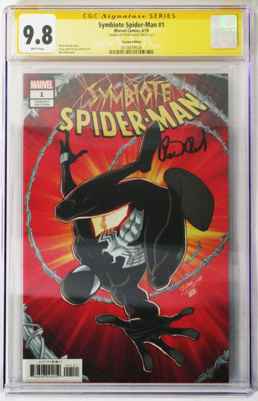 Symbiote Spider-Man #1 Cover P Variant Ron Lim Cover Signed By Peter David CGC 9.8