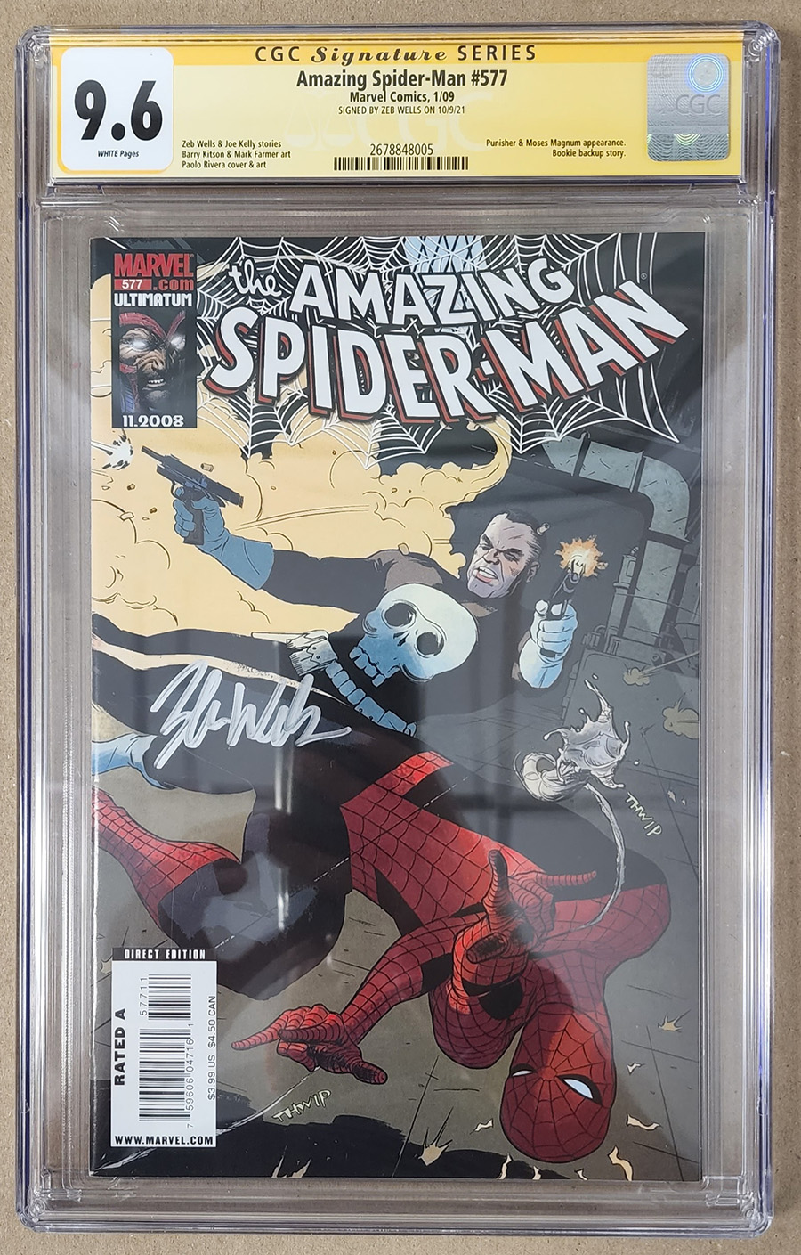 Amazing Spider-Man Vol 2 #577 Cover D Signed By Zeb Wells CGC 9.6