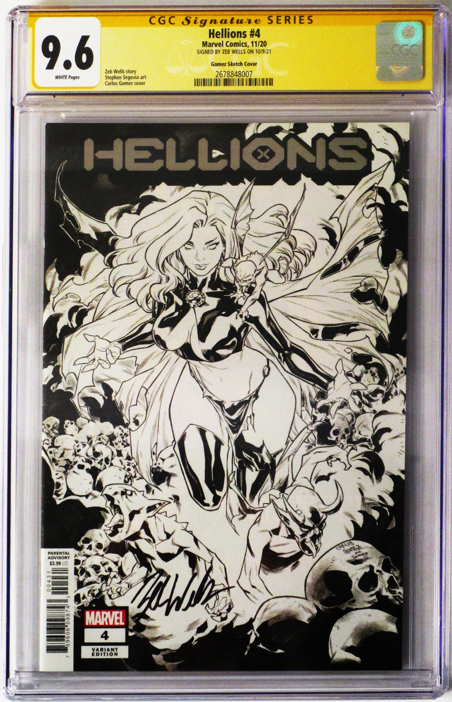 Hellions #4 Cover D Carlos E Gomez Sketch Cover Signed By Zeb Wells CGC 9.6