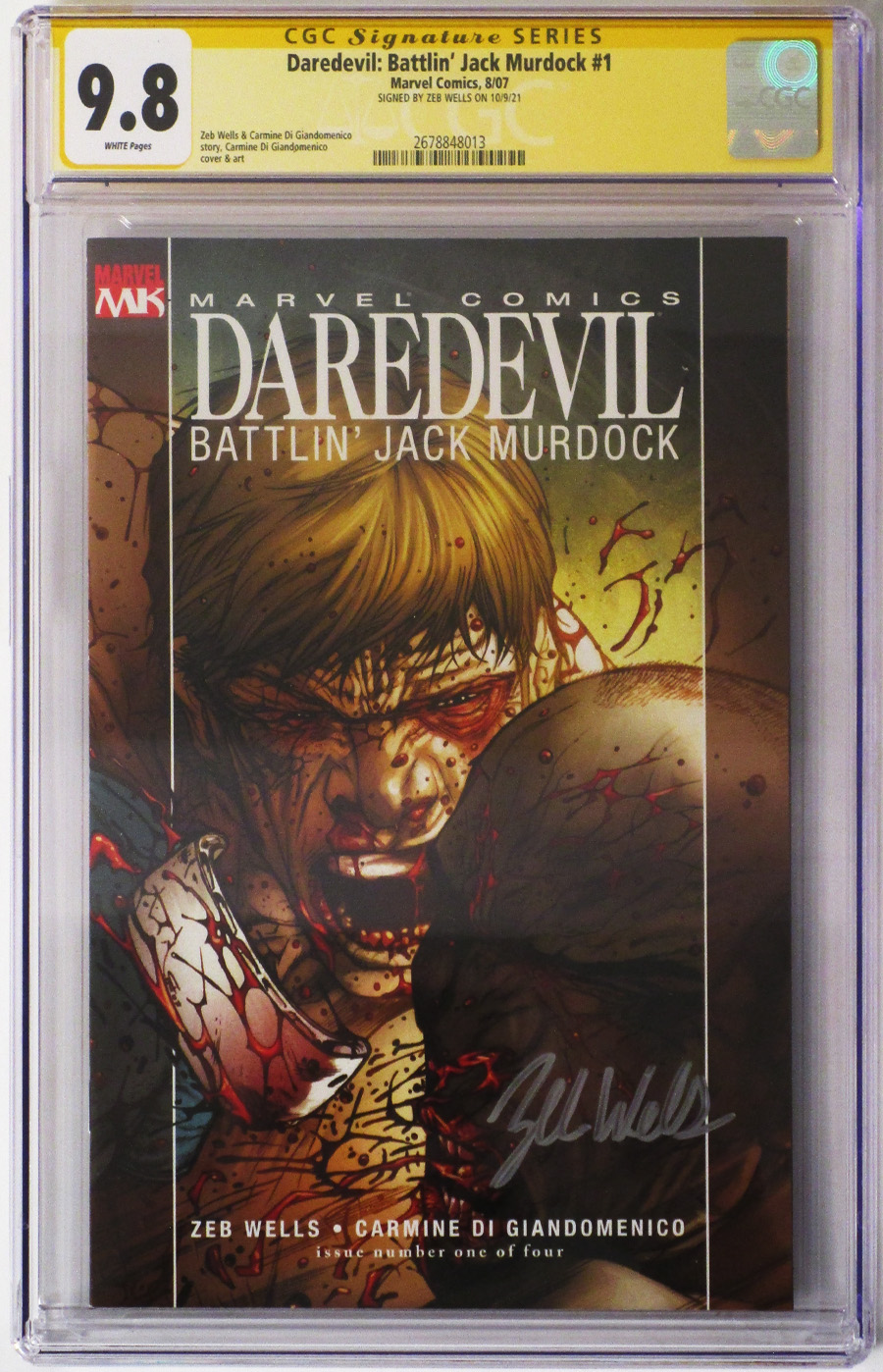 Daredevil Battlin Jack Murdock #1 Cover B Signed By Zeb Wells CGC 9.8