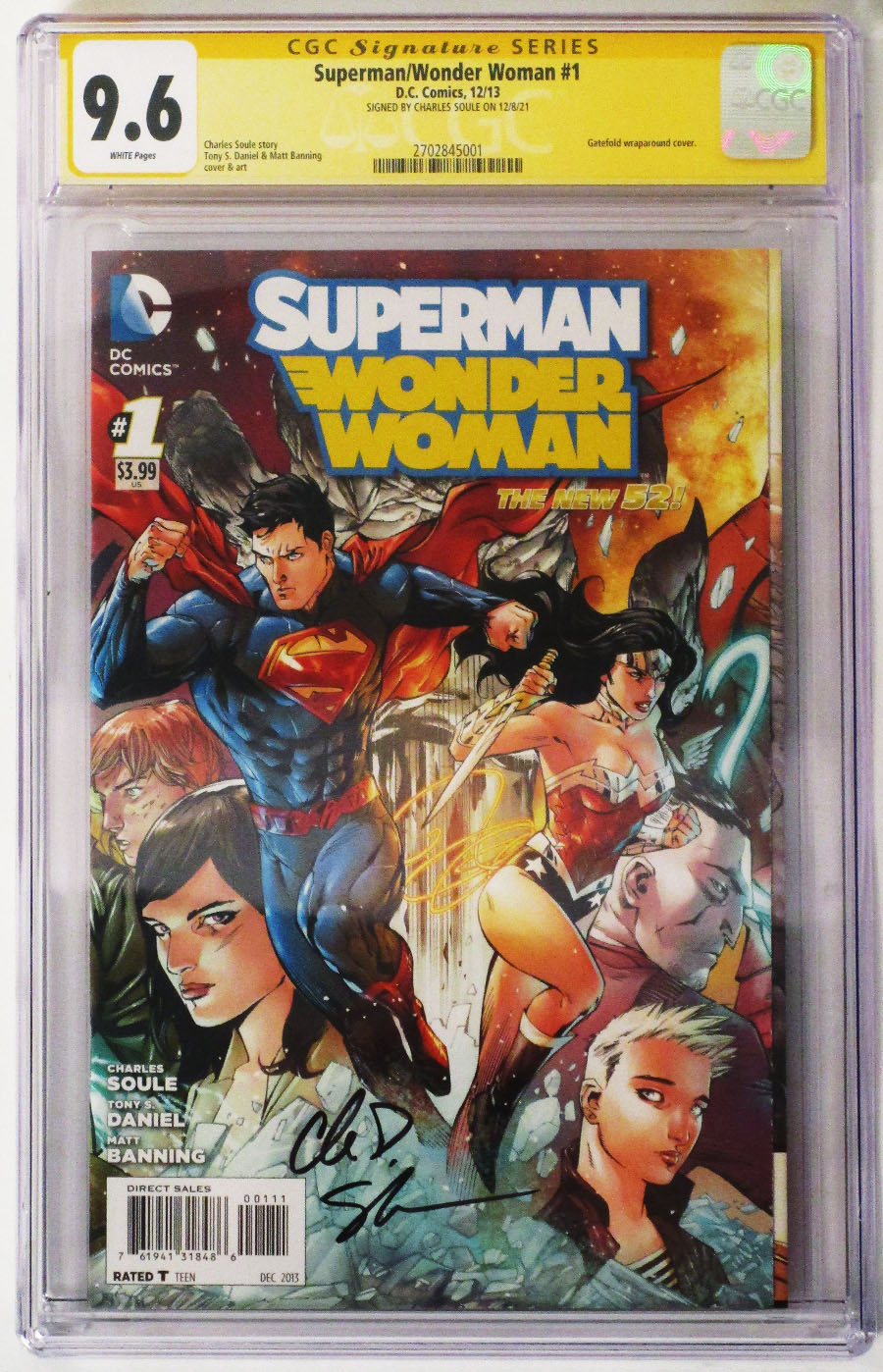 Superman Wonder Woman #1 Cover I Regular Tony S Daniel Cover Signed By Charles Soule CGC 9.6