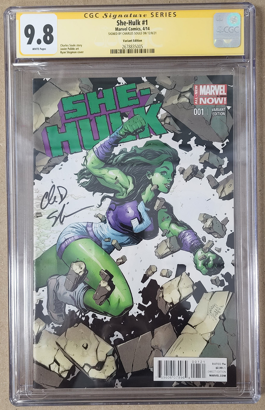 She-Hulk Vol 3 #1 Cover J Incentive Ryan Stegman Variant Cover Signed By Charles Soule CGC 9.8
