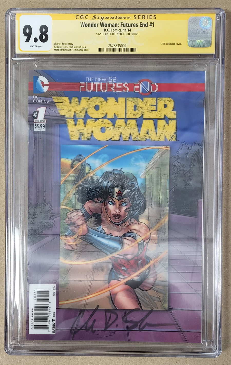 Wonder Woman Futures End #1 Cover C 3D Motion Cover Signed By Charles Soule CGC 9.8