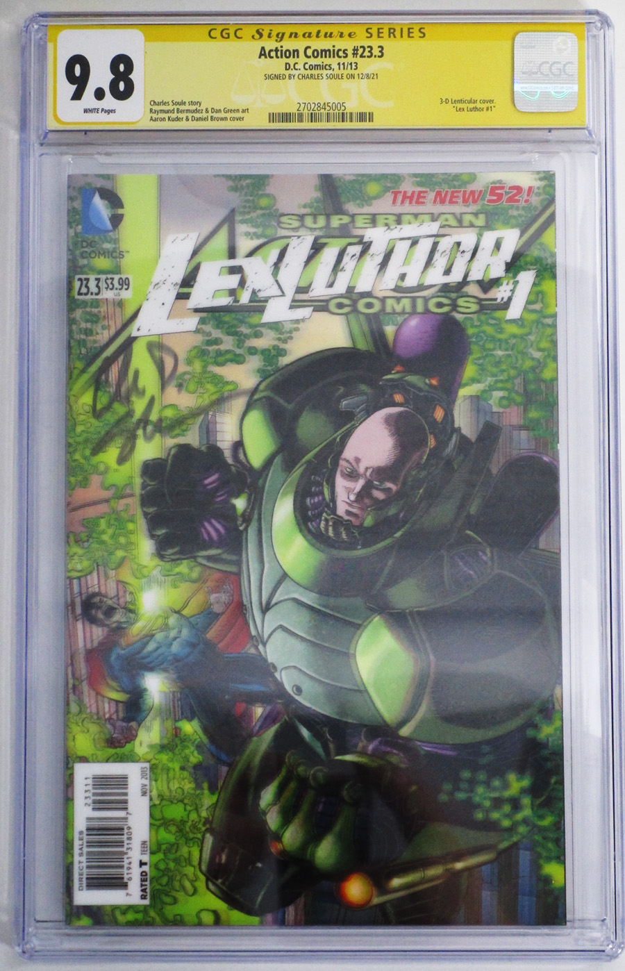 Action Comics Vol 2 #23.3 Lex Luthor Cover D 1st Ptg 3D Motion Cover Signed By Charles Soule CGC 9.8