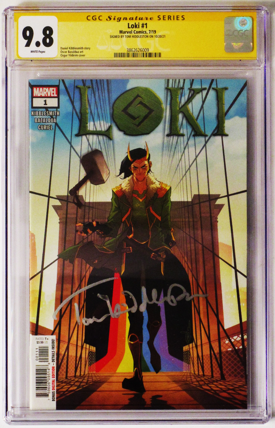 Loki Vol 3 #1 Cover G 1st Ptg Regular Ozgur Yildirim Cover Signed By Tom Hiddleston CGC 9.8