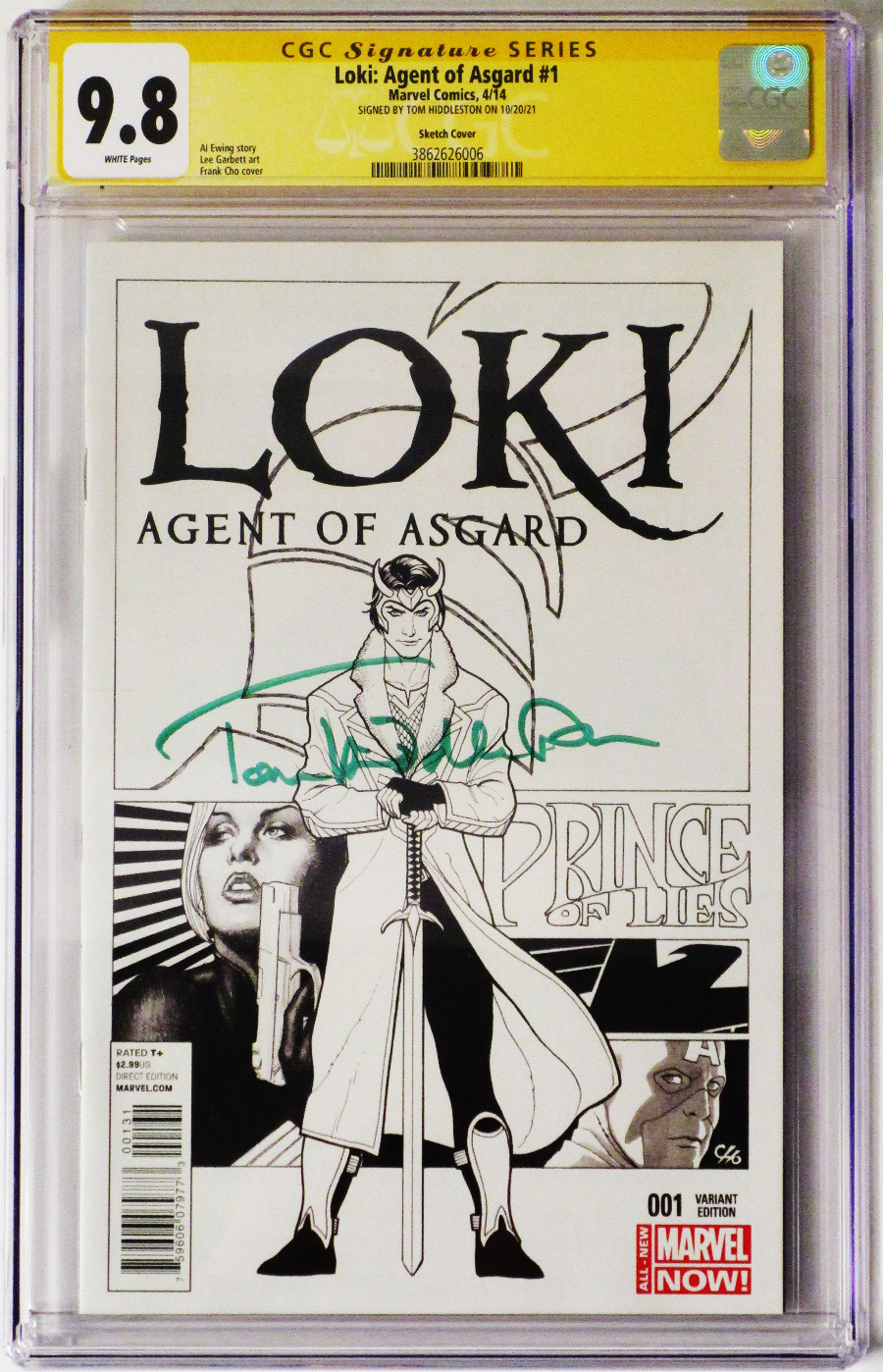 Loki Agent Of Asgard #1 Cover H Incentive Frank Cho Sketch Variant Cover Signed By Tom Hiddleston CGC 9.8