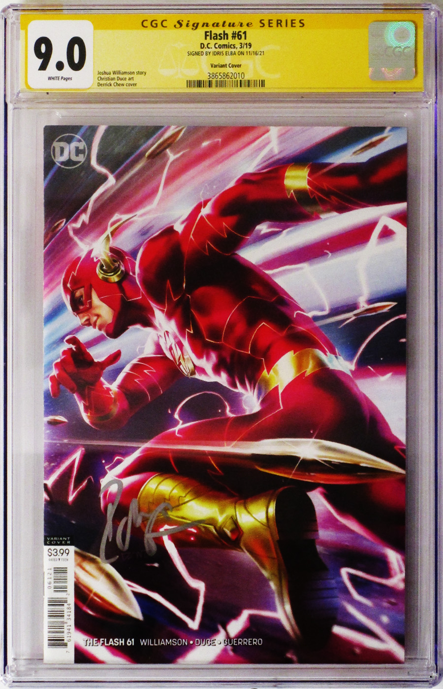 Flash Vol 5 #61 Cover C Variant Derrick Chew Cover Signed By Idris Elba CGC 9