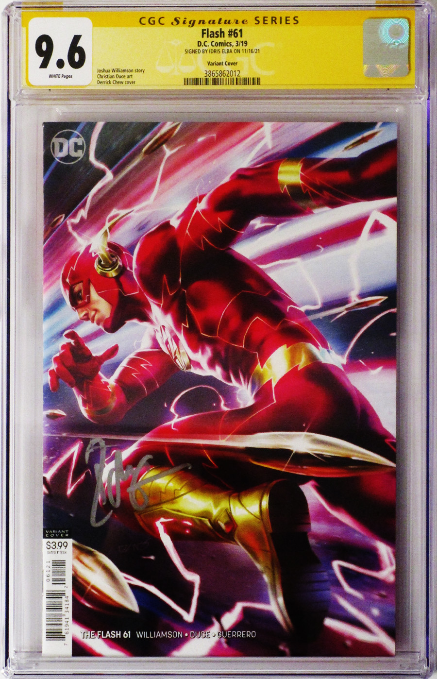 Flash Vol 5 #61 Cover D Variant Derrick Chew Cover Signed By Idris Elba CGC 9.6