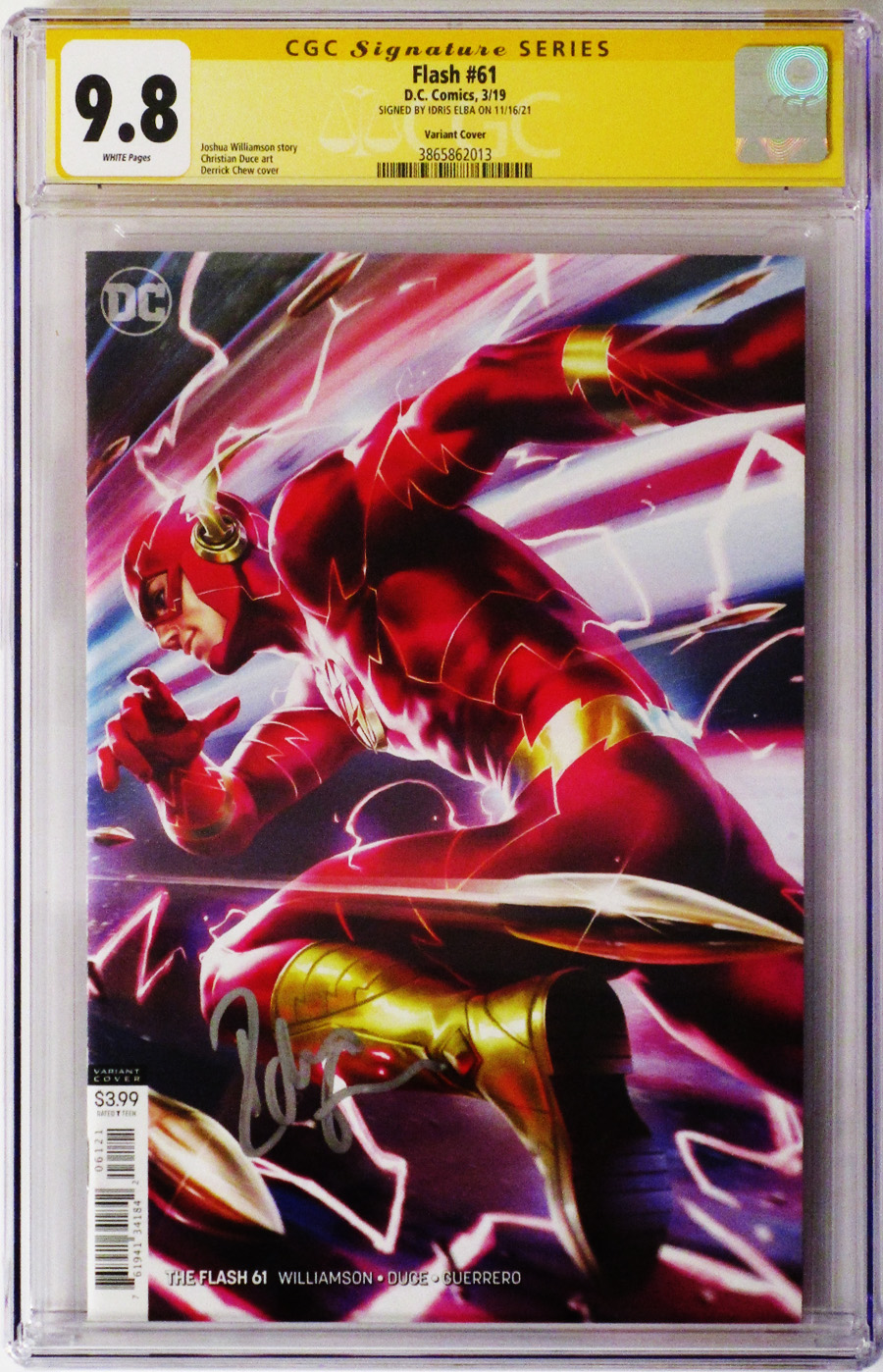 Flash Vol 5 #61 Cover E Variant Derrick Chew Cover Signed By Idris Elba CGC 9.8