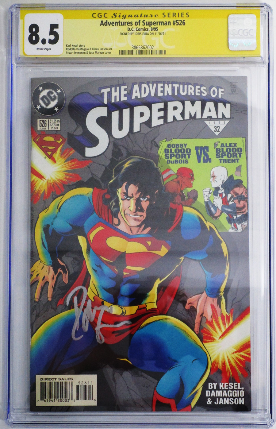 Adventures Of Superman #526 Cover B Signed By Idris Elba CGC 8.5