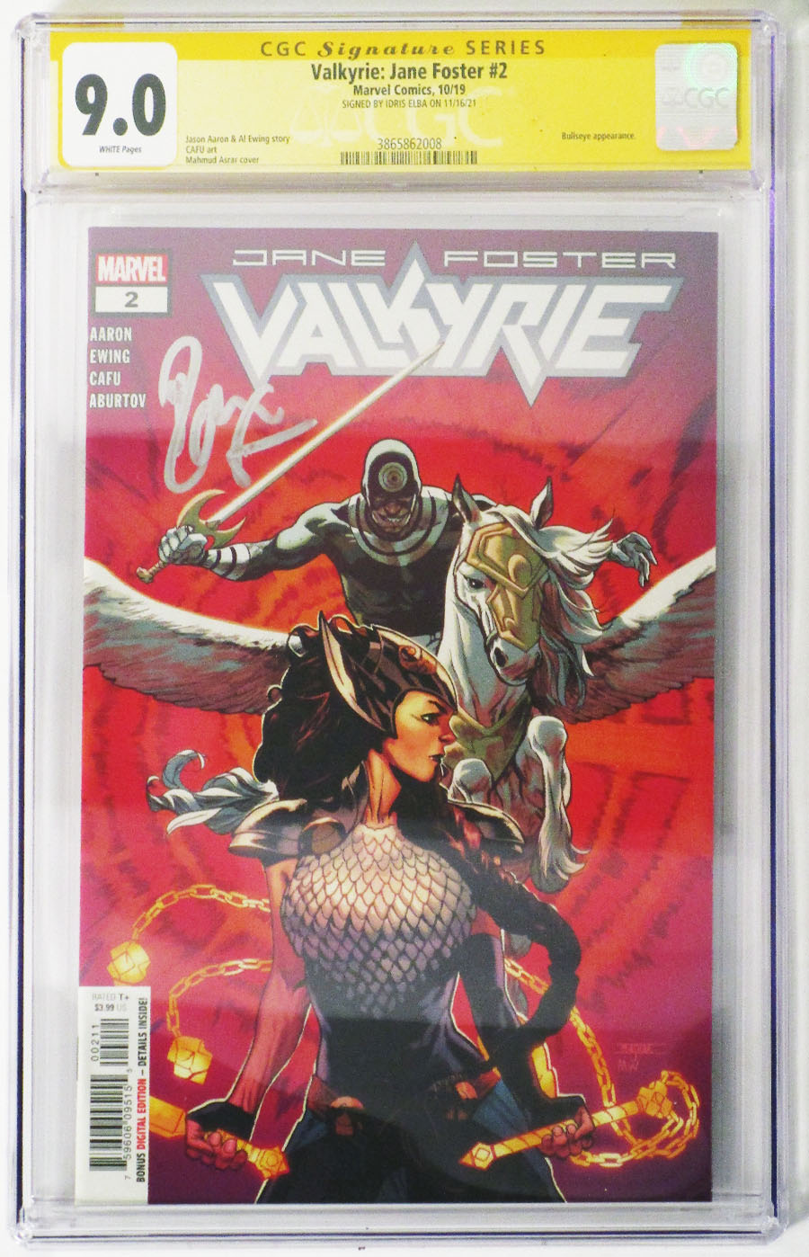 Valkyrie Jane Foster #2 Cover D 1st Ptg Regular Mahmud Asrar Cover Signed By Idris Elba CGC 9