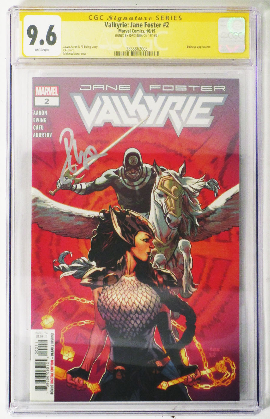 Valkyrie Jane Foster #2 Cover E 1st Ptg Regular Mahmud Asrar Cover Signed By Idris Elba CGC 9.6