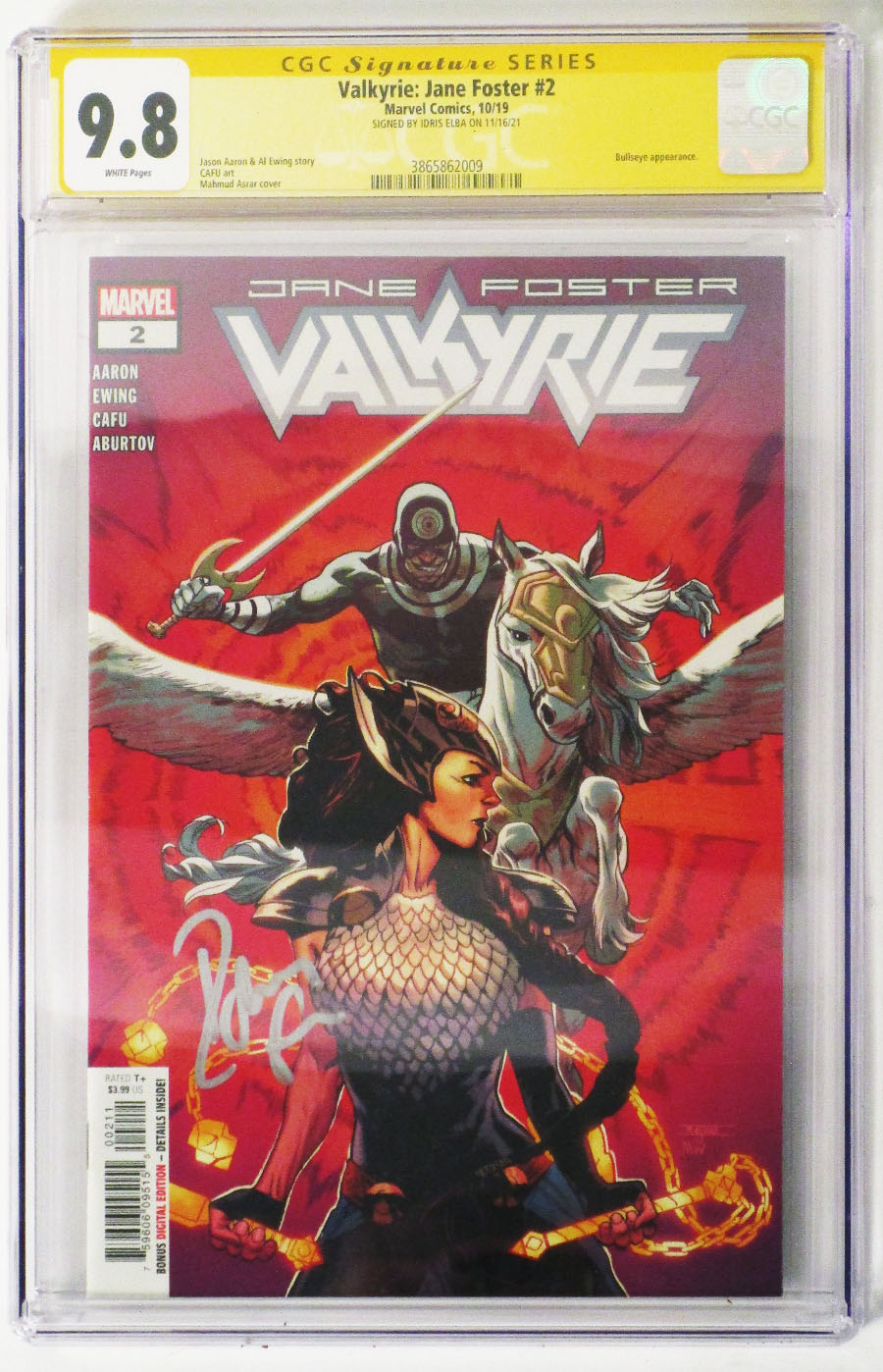 Valkyrie Jane Foster #2 Cover F 1st Ptg Regular Mahmud Asrar Cover Signed By Idris Elba CGC 9.8