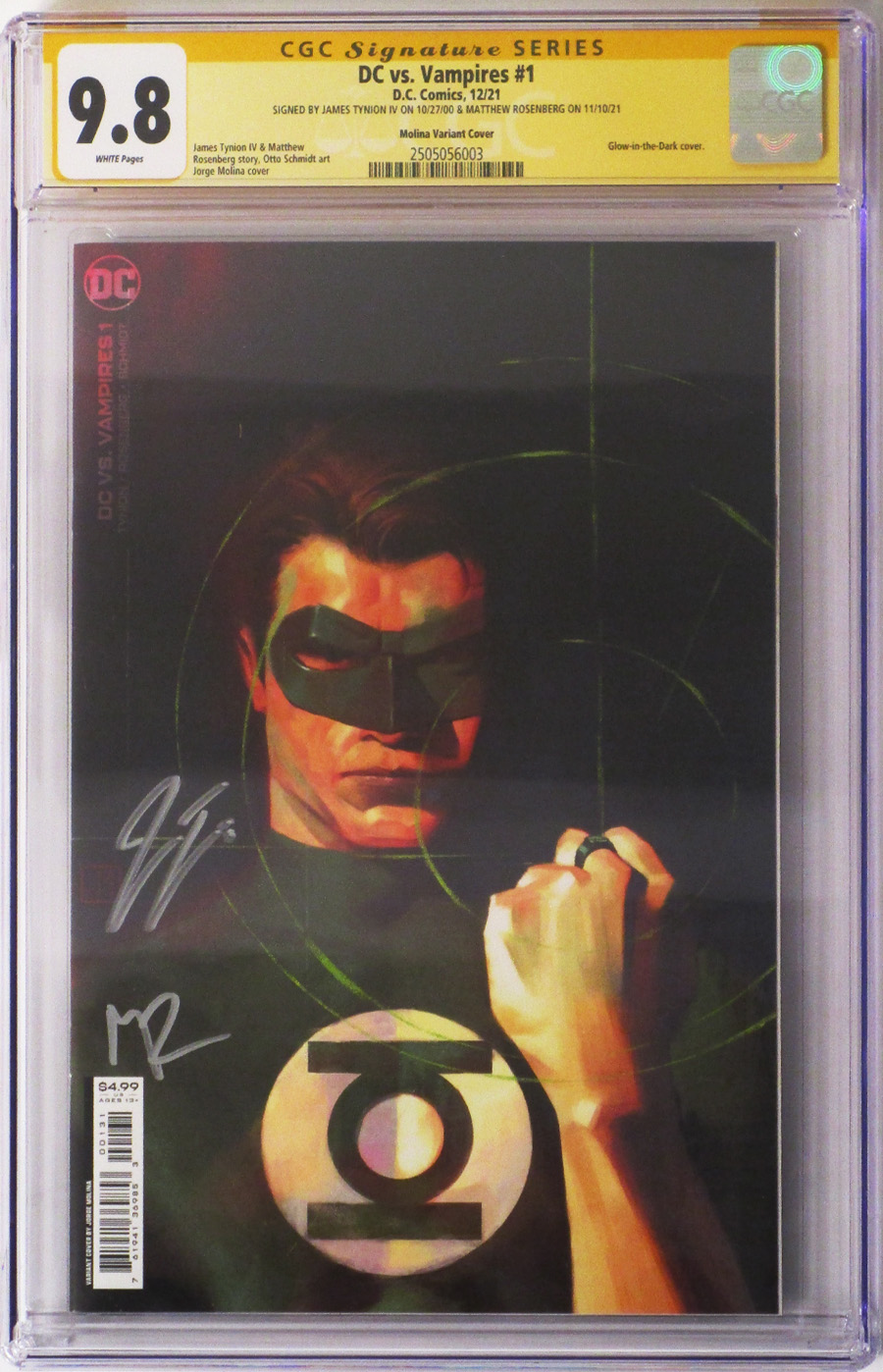 DC Vs Vampires #1 Cover M Incentive Jorge Molina Card Stock Variant Cover Signed By James Tynion IV and Matthew Rosenberg CGC 9.8