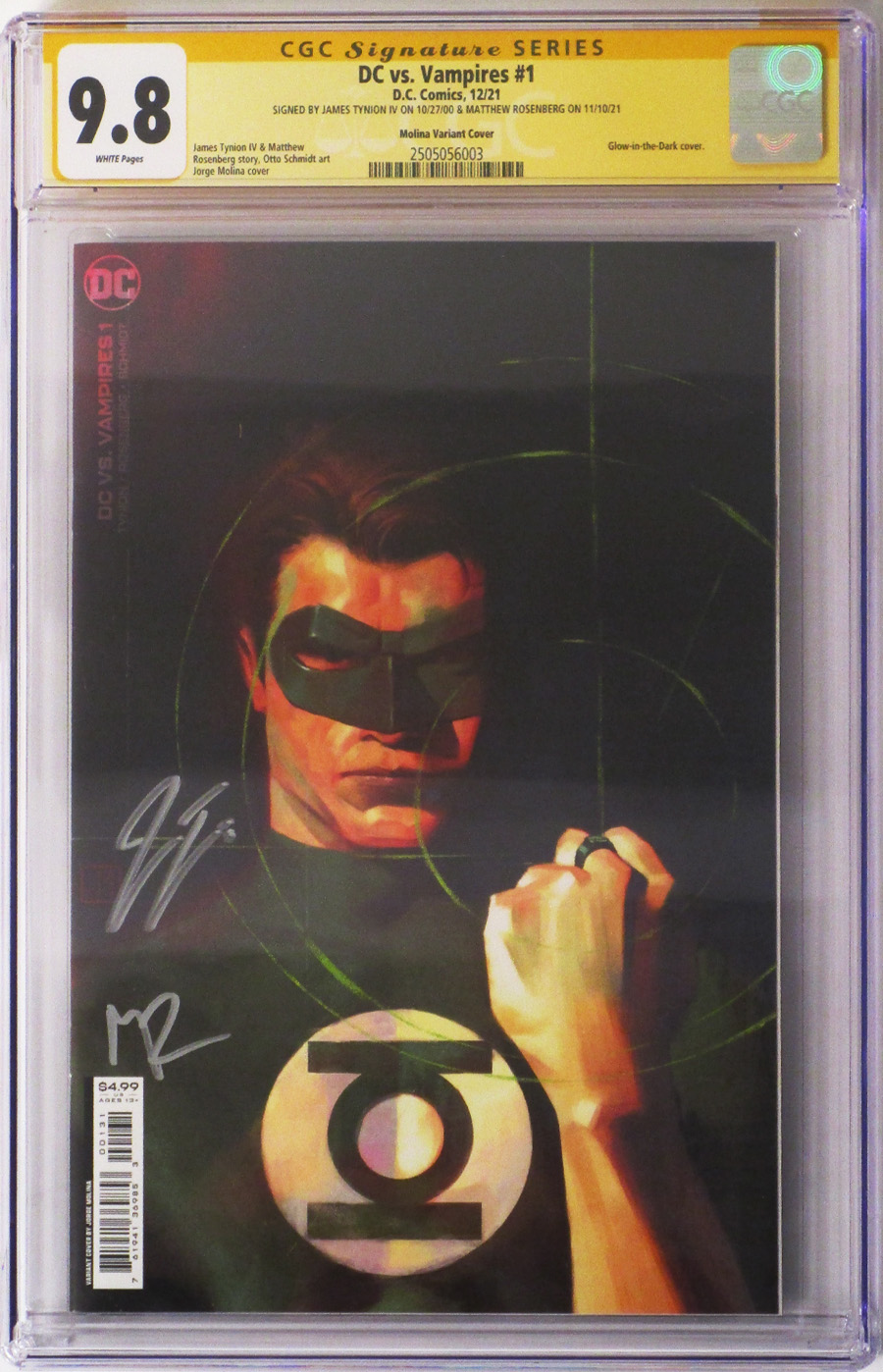 DC Vs Vampires #1 Cover M Incentive Jorge Molina Card Stock Variant Cover Signed By James Tynion IV and Matthew Rosenberg CGC 9.8
