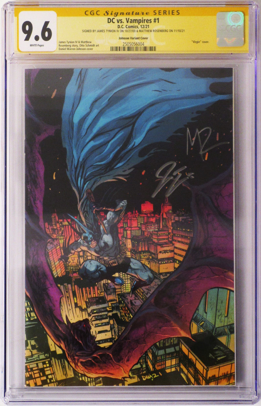 DC Vs Vampires #1 Cover N Incentive Daniel Warren Johnson Card Stock Variant Cover Signed By James Tynion IV and Matthew Rosenberg CGC 9.6