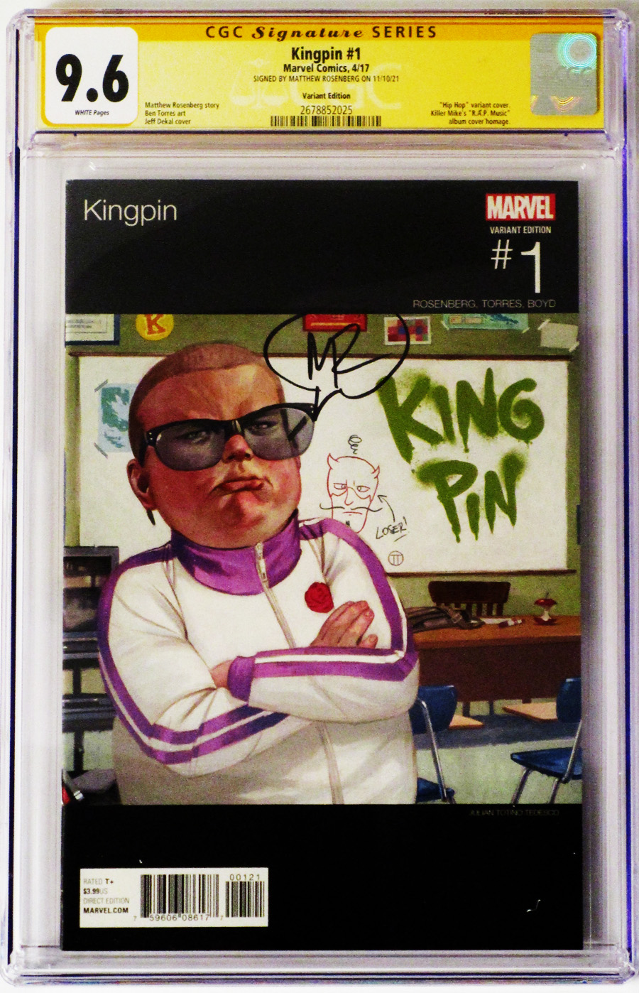 Kingpin Vol 2 #1 Cover I Variant Julian Totino Tedesco Marvel Hip-Hop Cover Signed By Matthew Rosenberg CGC 9.6