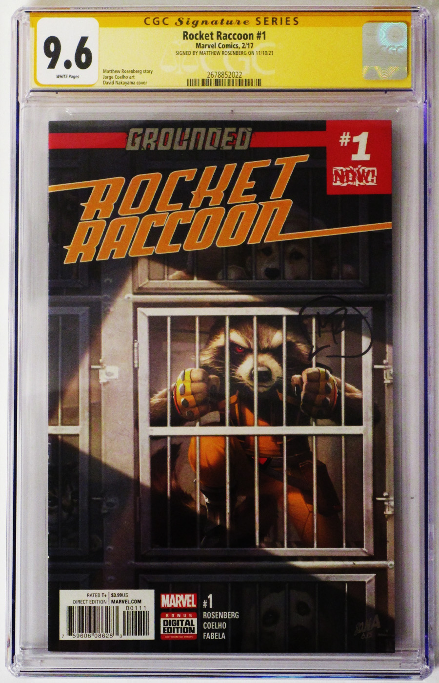 Rocket Raccoon Vol 3 #1 Cover H Regular David Nakayama Cover (Marvel Now Tie-In) Signed By Matthew Rosenberg CGC 9.6