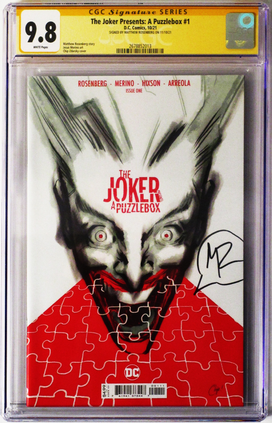 Joker Presents A Puzzlebox #1 Cover F Regular Chip Zdarsky Cover Signed By Matthew Rosenberg CGC 9.8