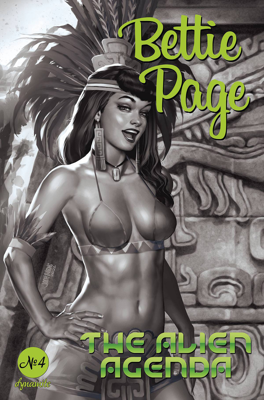 Bettie Page Alien Agenda #4 Cover Q Incentive Josh Burns Black & White Cover