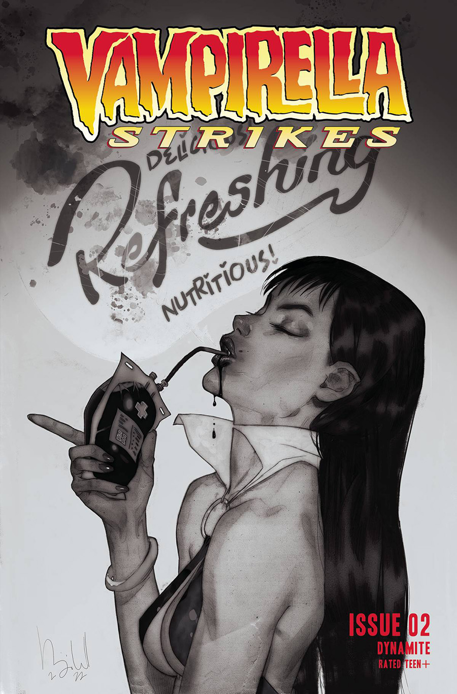 Vampirella Strikes Vol 3 #2 Cover P Incentive Ben Caldwell Black & White Cover