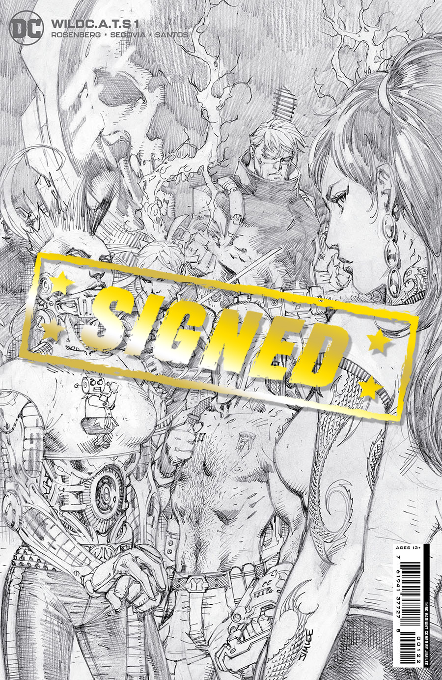 WildCATs Vol 6 #1 Cover R Incentive Jim Lee Pencil Card Stock Variant Cover Signed By Matthew Rosenberg
