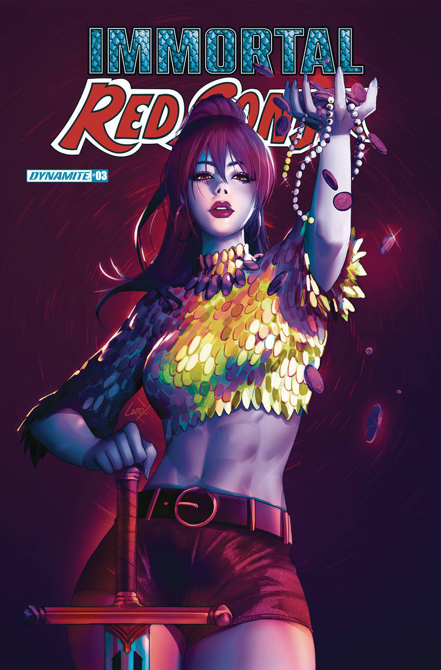 Immortal Red Sonja #3 Cover N Variant Lesley Leirix Li Ultraviolet Cover