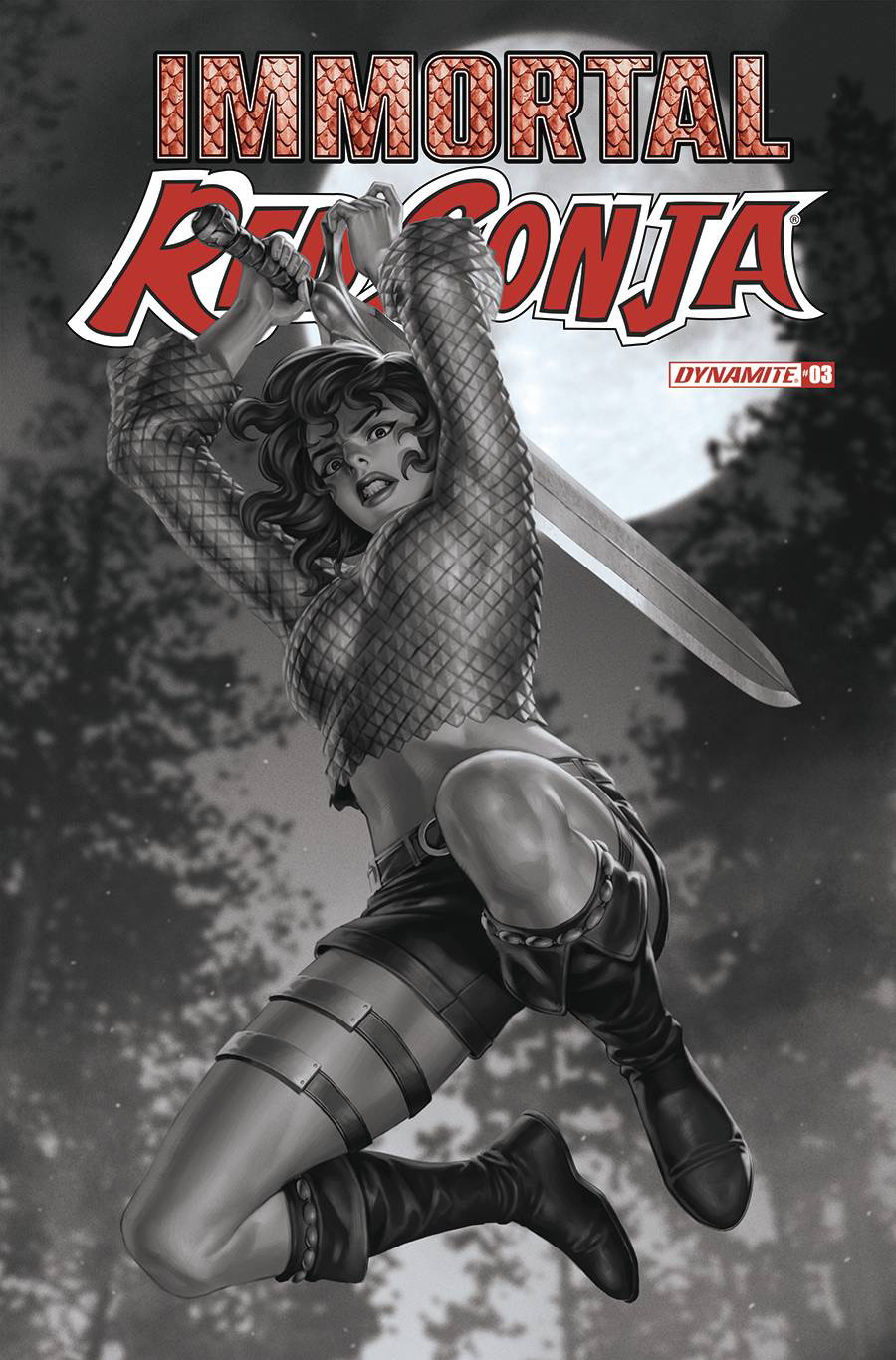 Immortal Red Sonja #3 Cover P Incentive Junggeun Yoon Black & White Cover