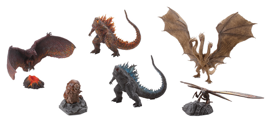 Godzilla Hyper Modeling Series Trading Figure Blind Mystery Box 6-Piece Display