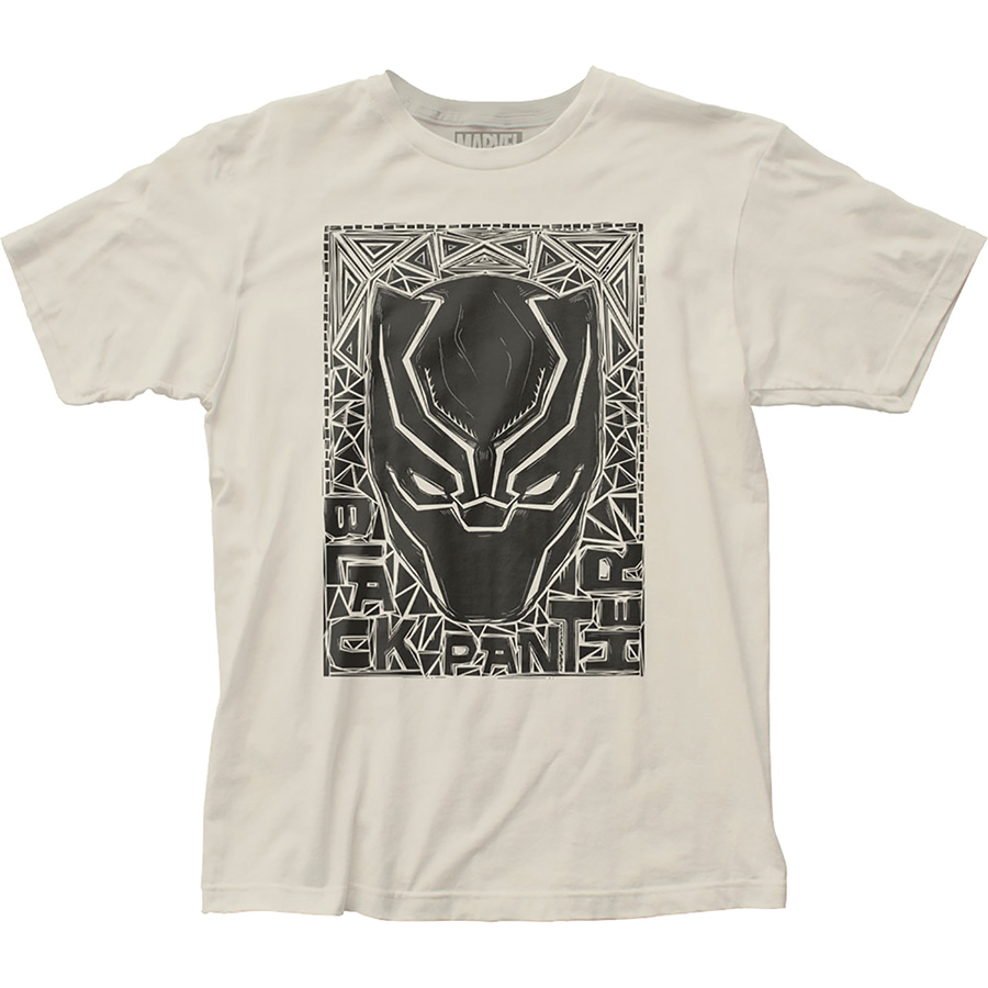 Black Panther Face Woodcut Off-White T-Shirt Large