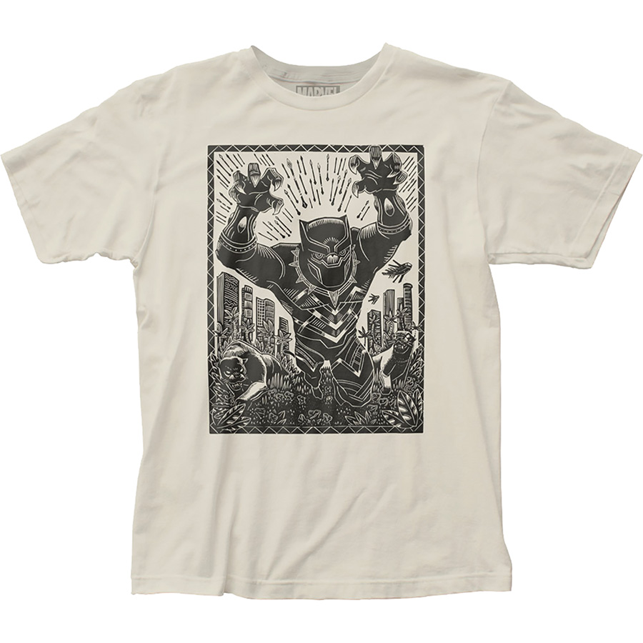 Black Panther Woodcut Off-White T-Shirt Large