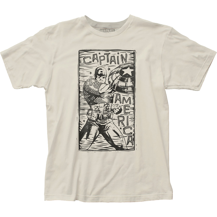 Captain America Woodcut Off-White T-Shirt Large