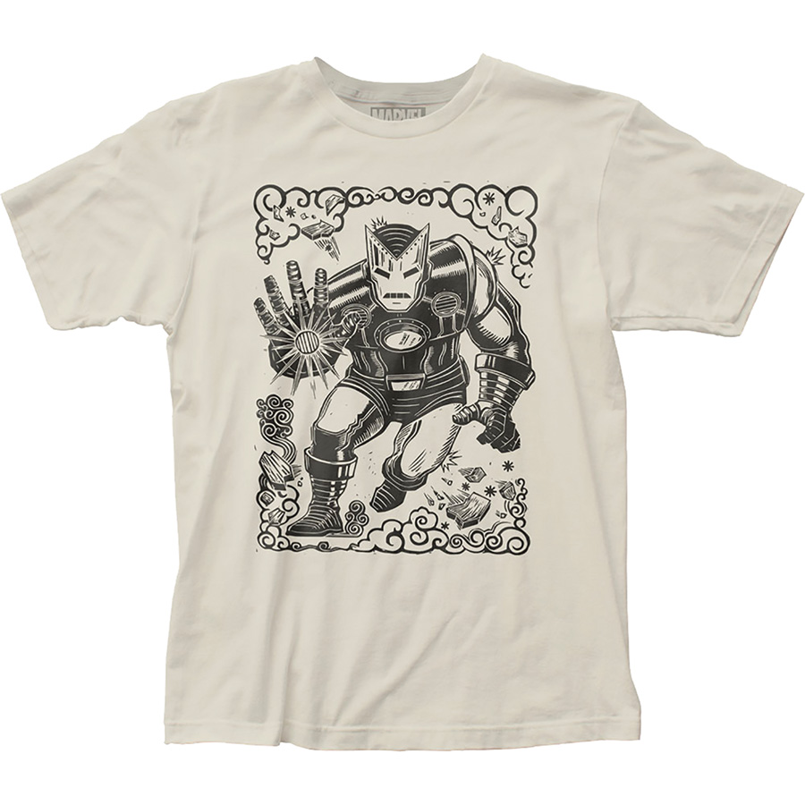 Iron Man Woodcut Off-White T-Shirt Large