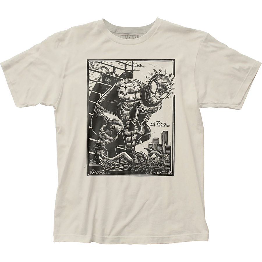 Spider-Man Woodcut Off-White T-Shirt Large