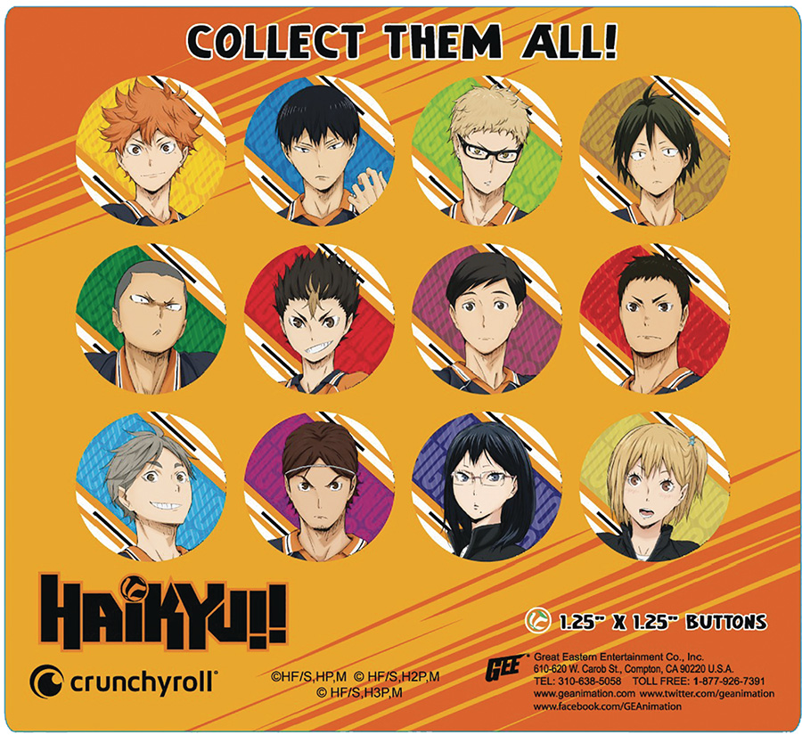 Haikyuu Season 2 Team Karasuno 1.25-Inch Button Blind Mystery Box 220-Piece Display