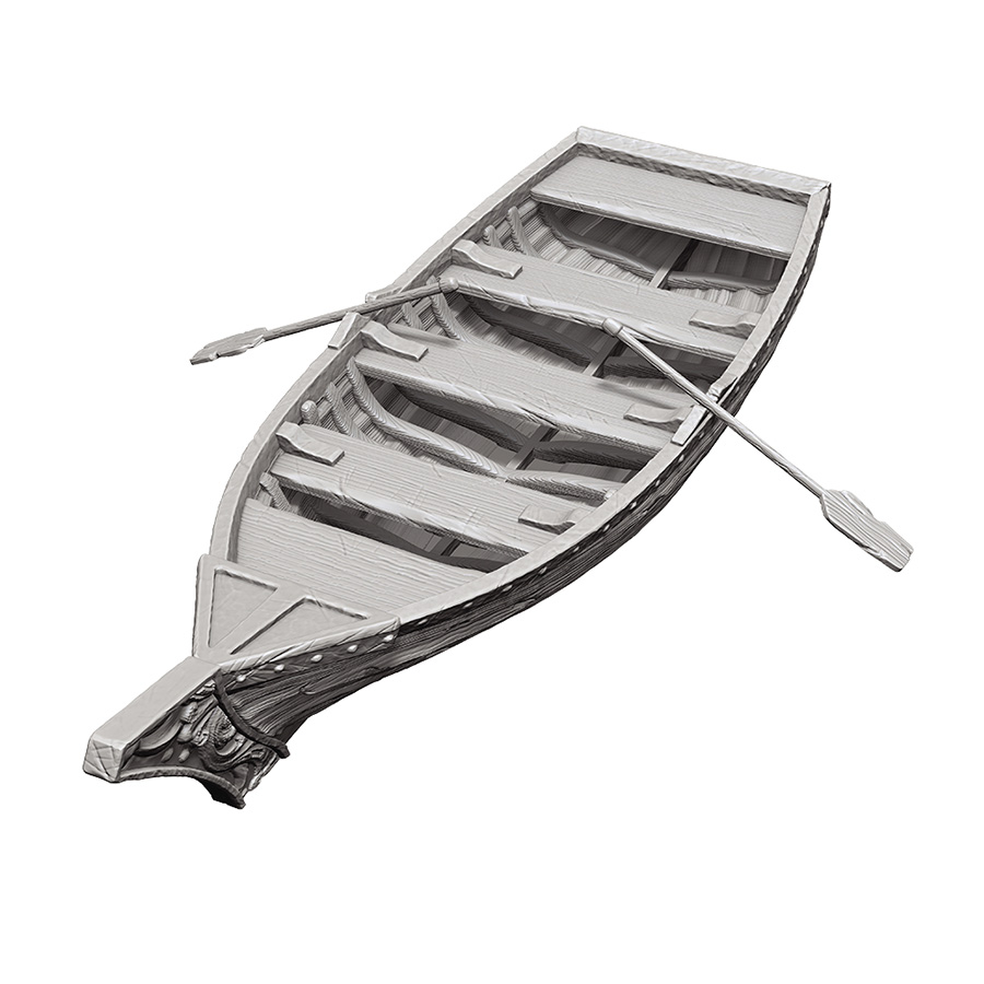 WizKids Deep Cuts Unpainted Miniature - Rowboat & Oars