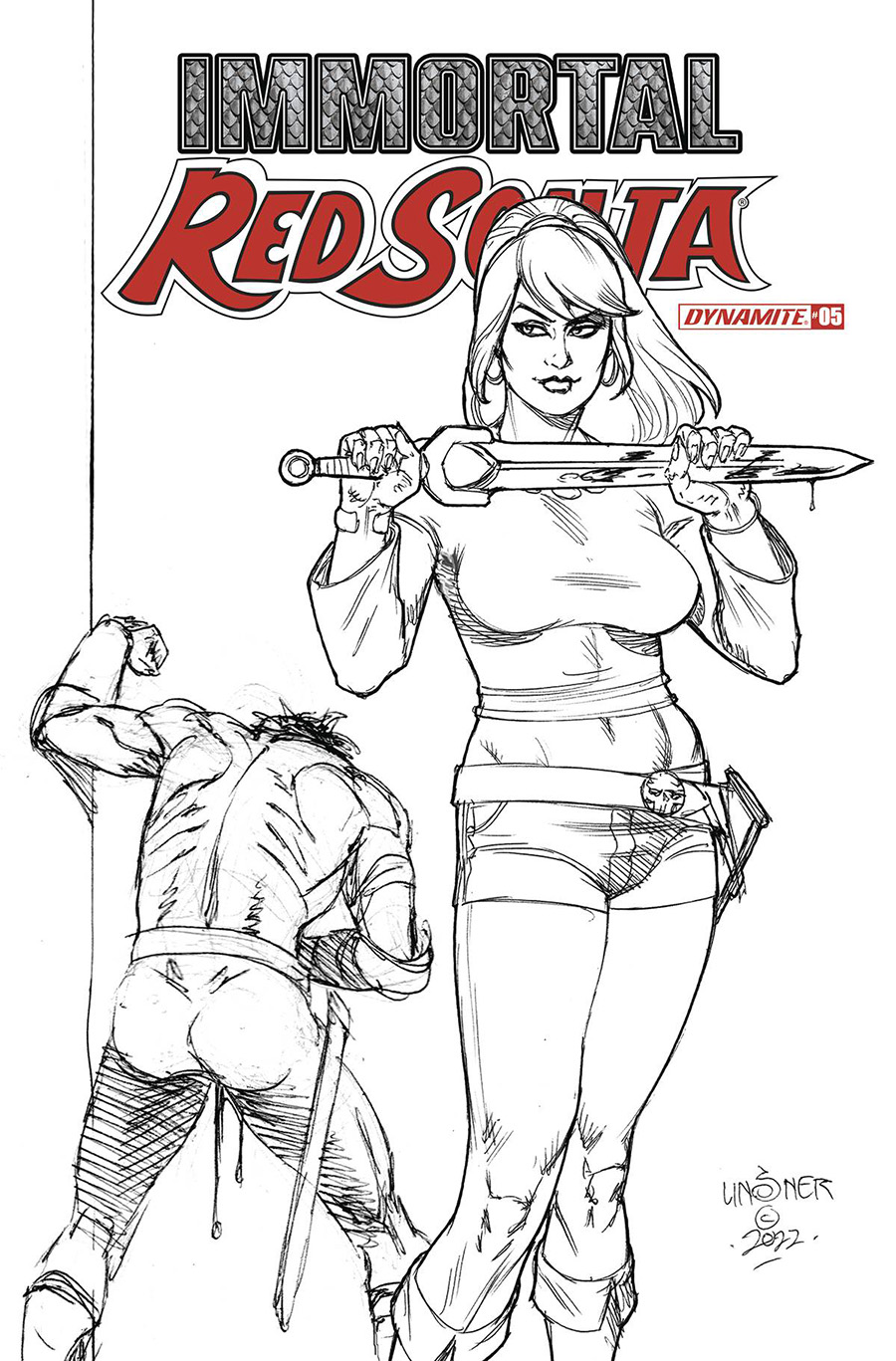 Immortal Red Sonja #5 Cover G Incentive Joseph Michael Linsner Black & White Cover