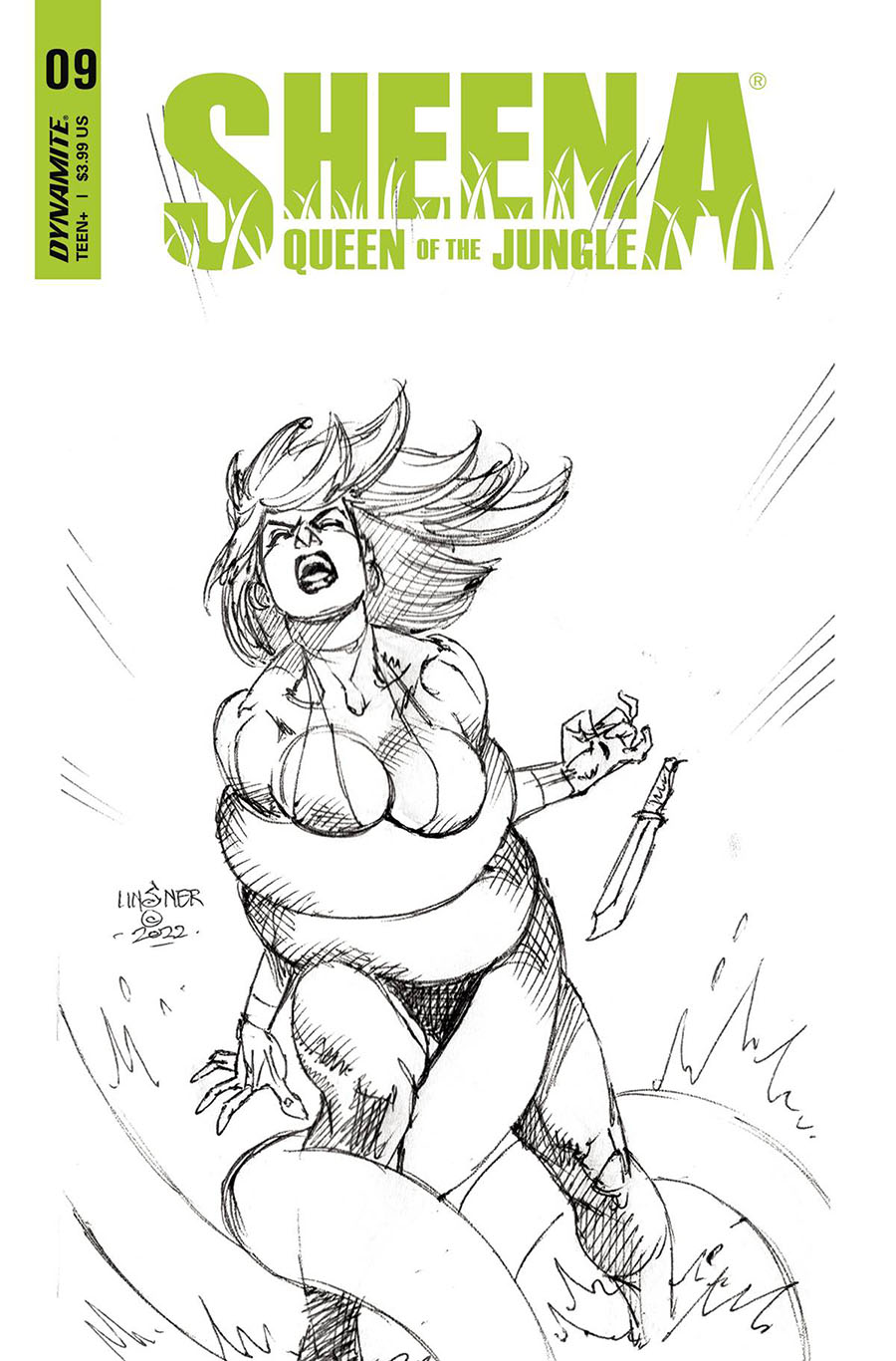 Sheena Queen Of The Jungle #9 Cover F Incentive Joseph Michael Linsner Black & White Cover
