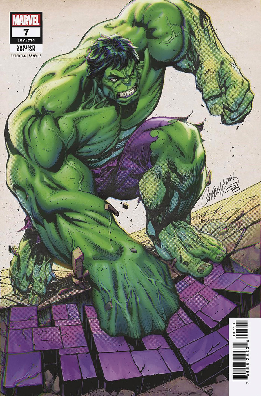 Hulk Vol 5 #7 Cover L DF J Scott Campbell Variant Cover Signed By Donny Cates