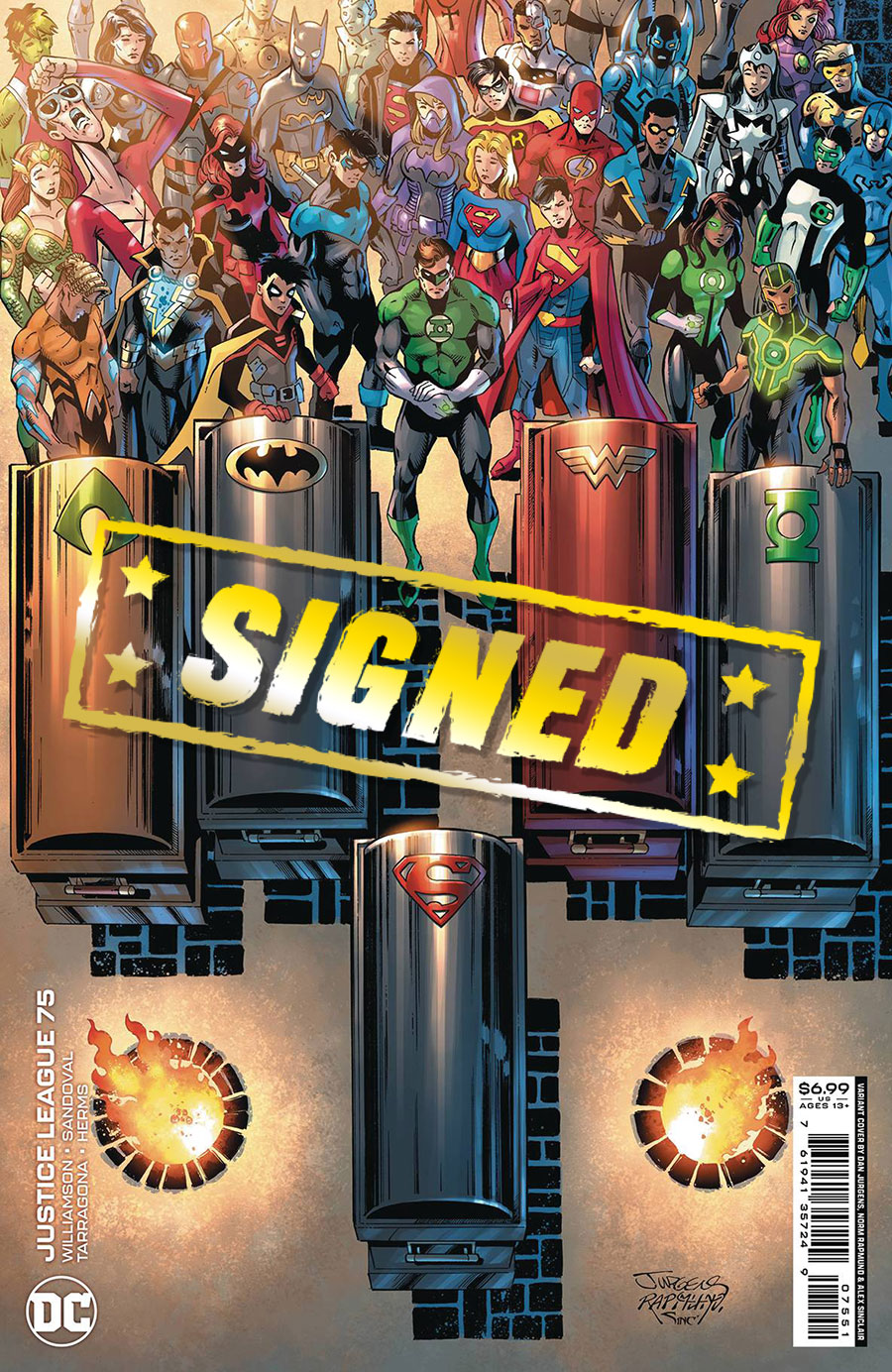 Justice League Vol 4 #75 Cover I DF Dan Jurgens & Norm Rapmund Card Stock Variant Cover Signed By Dan Jurgens