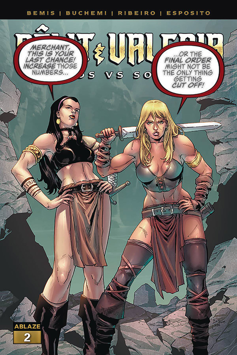 Belit & Valeria Swords vs Sorcery #2 Cover H Incentive Fritz Casas Sensational She-Hulk Parody Homage Variant Cover