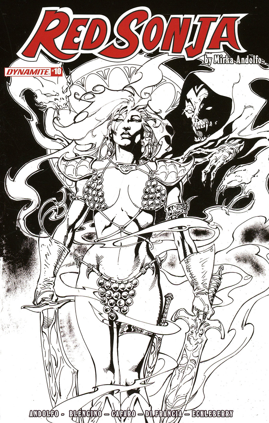 Red Sonja Vol 9 #10 Cover O Incentive Roberto Castro Black & White Cover