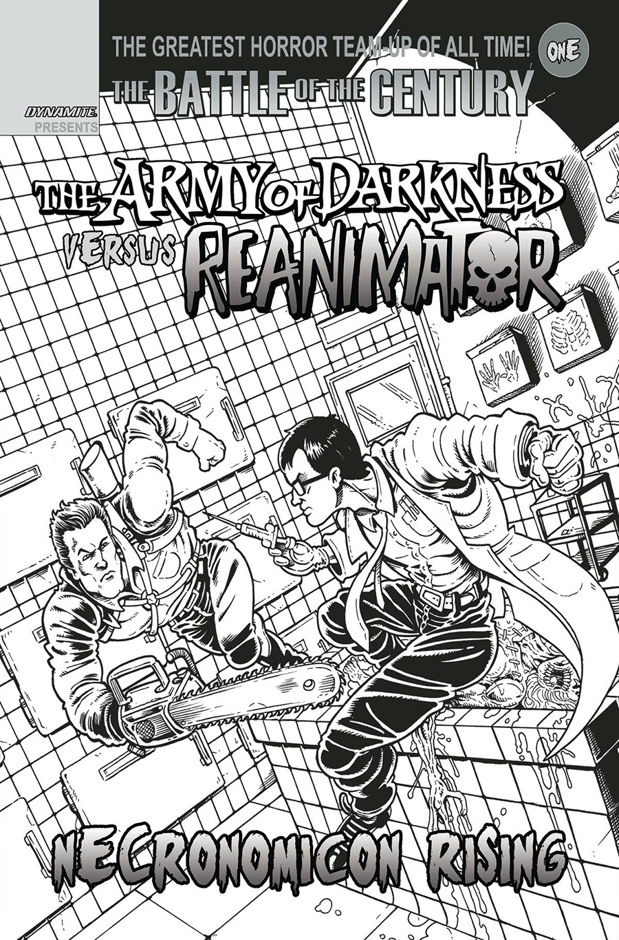 Army Of Darkness vs Reanimator Necronomicon Rising #1 Cover R Incentive Ken Haeser Black & White Cover